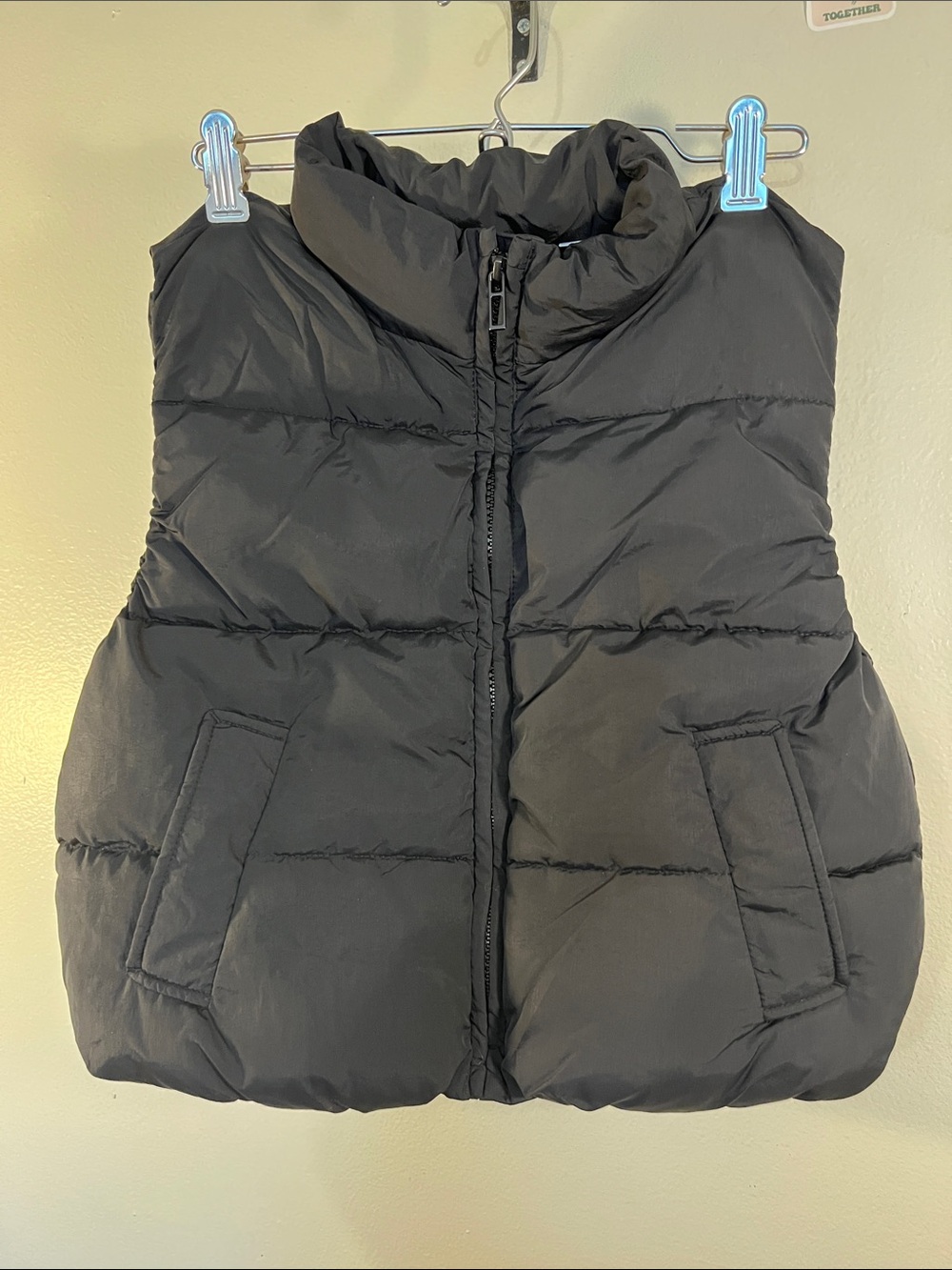 Zara Kids Black Quilted Puffer Vest with High Collar